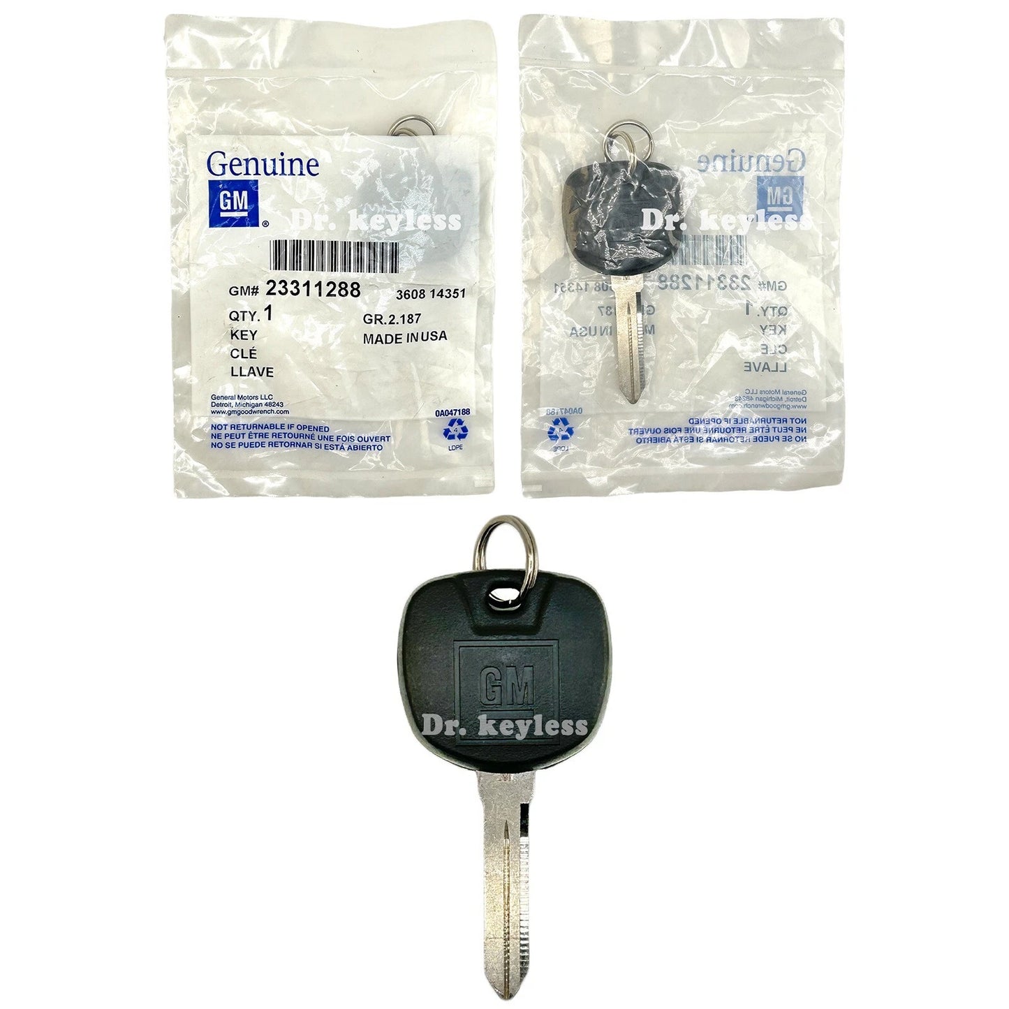 New OEM GM Key Blank Without Chip 23311288
