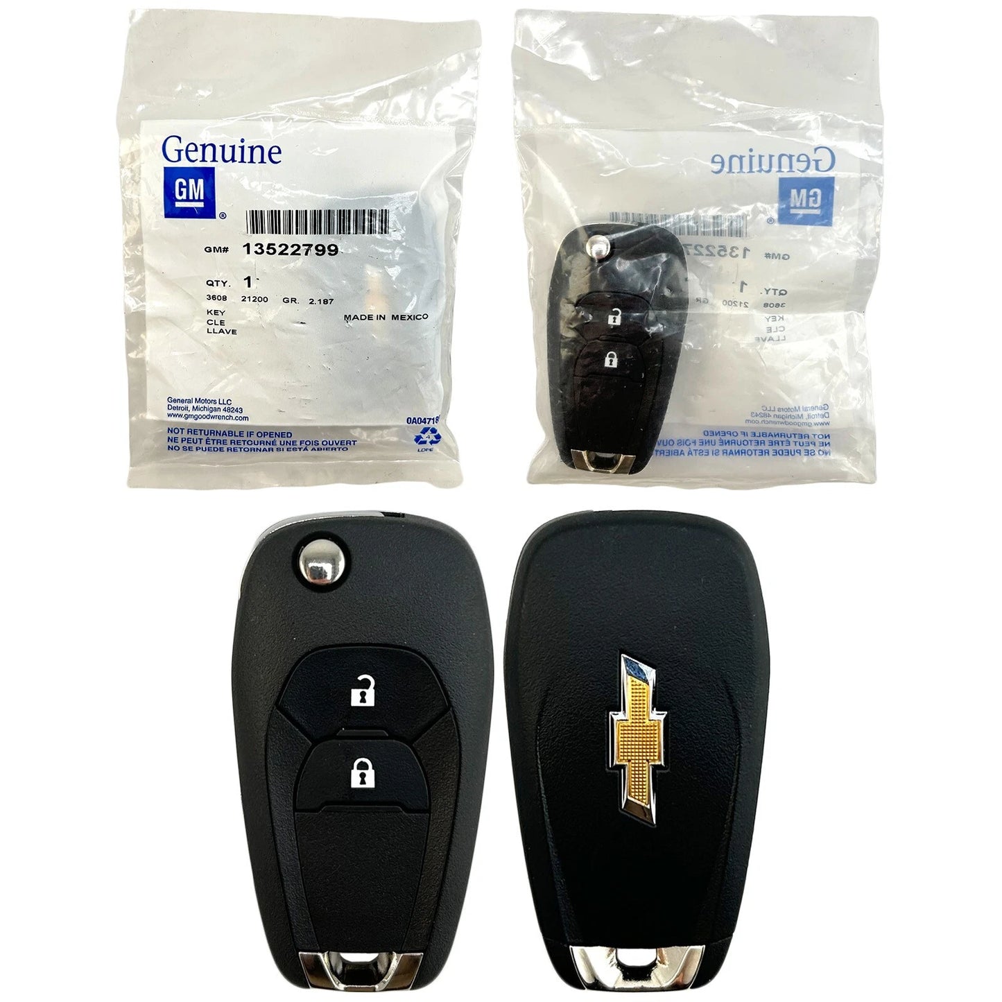 New OEM GM 2019-2022 Chevrolet Trax Remote Flip Key 2B No Panic 13522799 315 MHZ