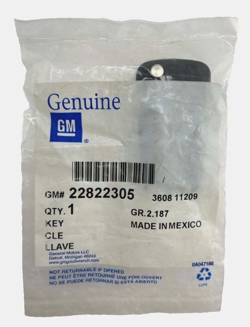 New NON-US EXPORT ONLY! OEM GM Vauxhall 2011–2015 Flip Key Fob Remote 5BHYQ01060512, P/N 22822305