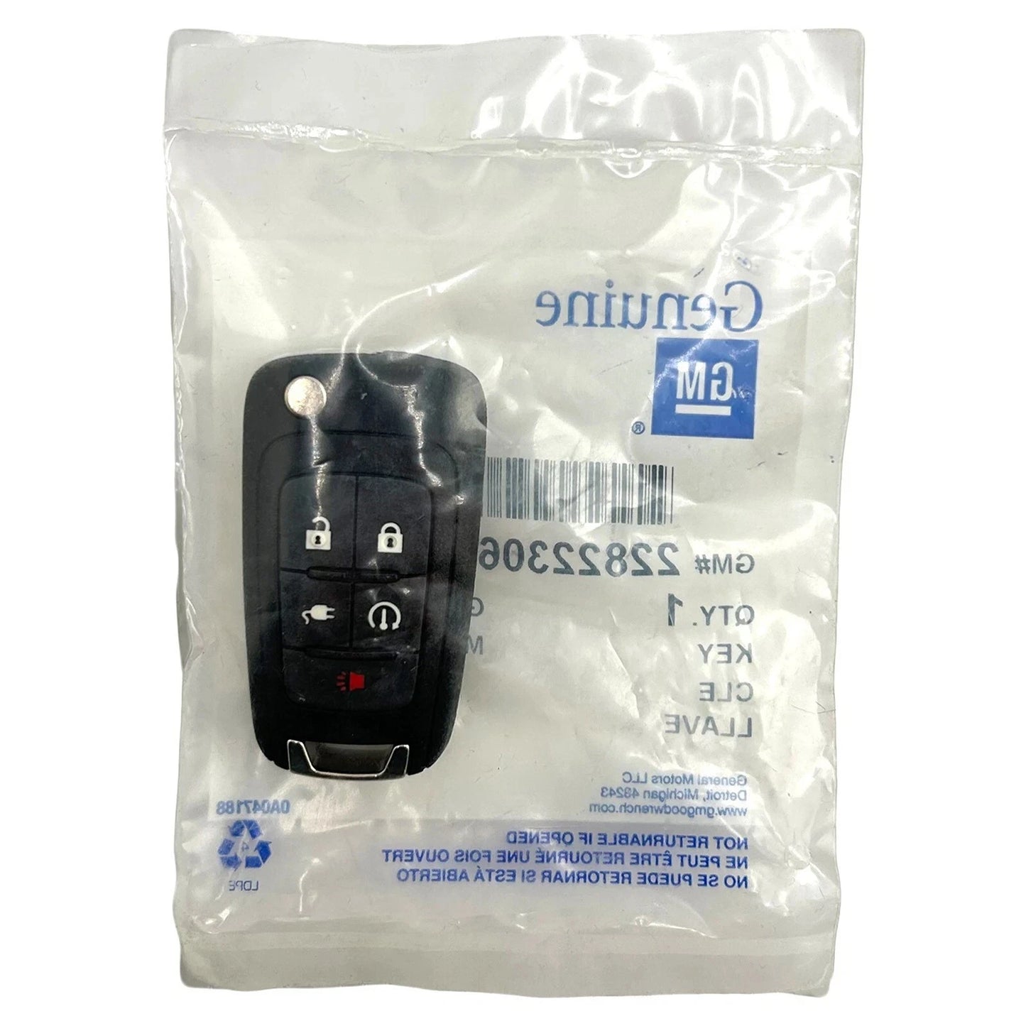 New NON-USA EXPORT ONLY! OEM 11–15 Holden, Chevy 5B Flip Key Remote OHT01060512 22822306
