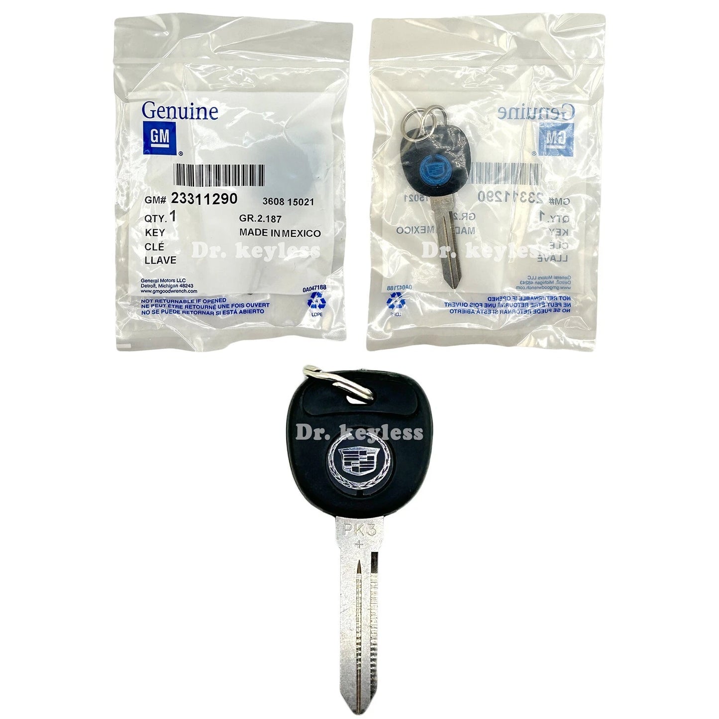 New OEM GM 2003-2007 Cadillac CTS Transponder Key PK3+ 23311290