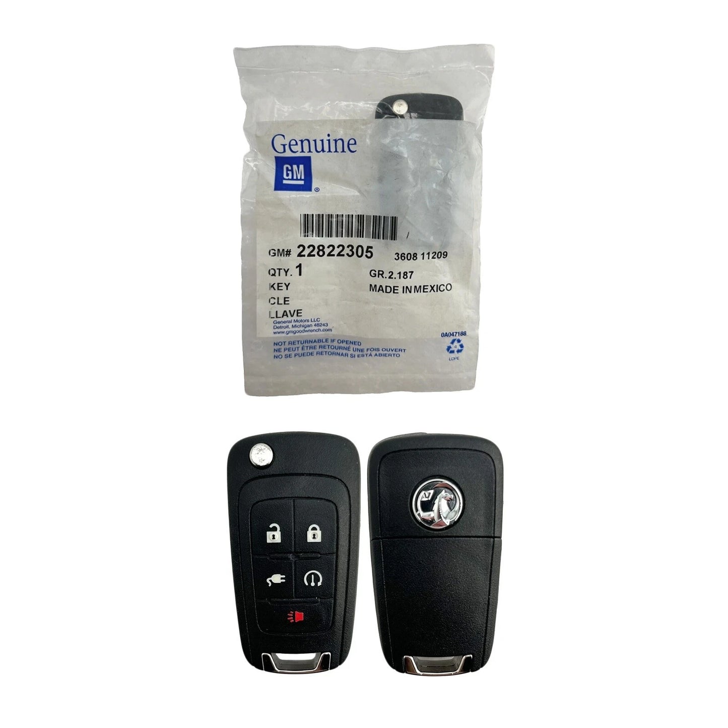 New NON-US EXPORT ONLY! OEM GM Vauxhall 2011–2015 Flip Key Fob Remote 5BHYQ01060512, P/N 22822305