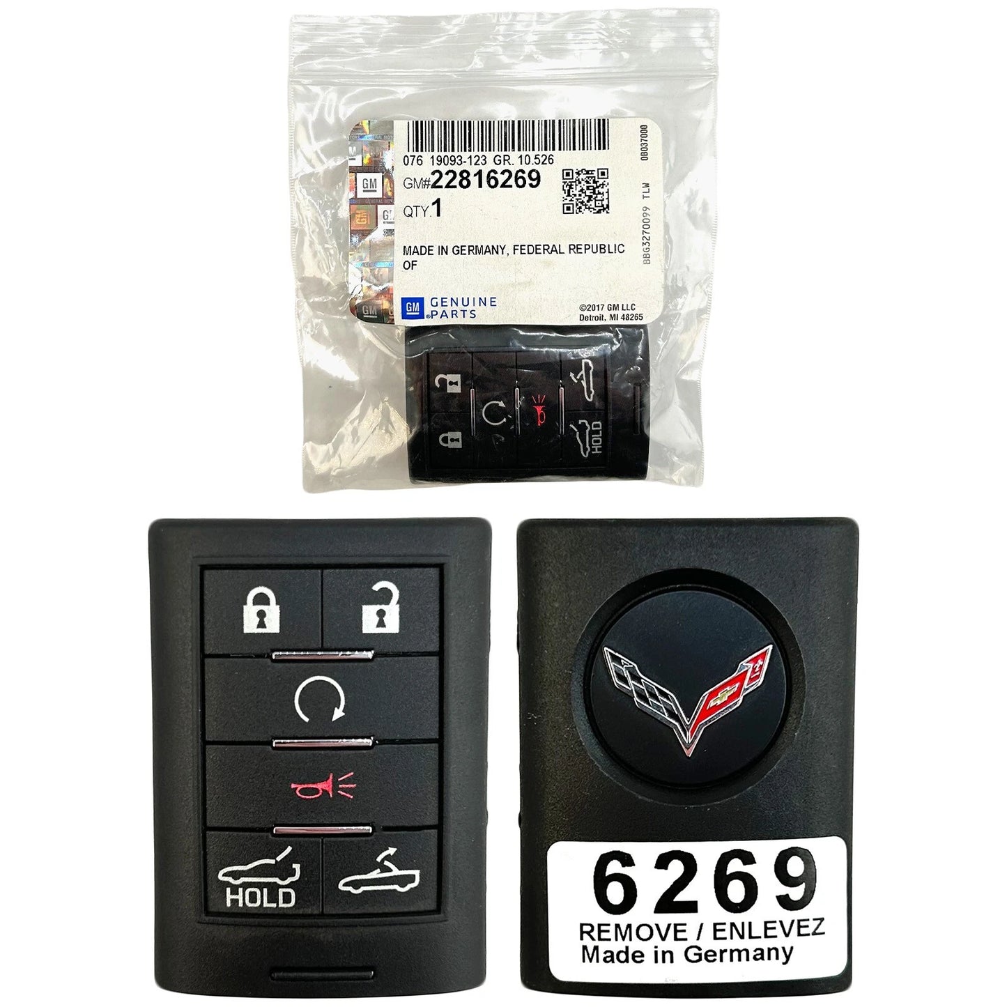NON-U.S. EXPORT ONLY! OEM 2014-2019 Chevrolet Corvette Smart Key Fob Remote 6B G09C03JAP6C